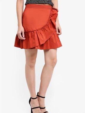 RIVER ISLAND Orange Wrap Skirt